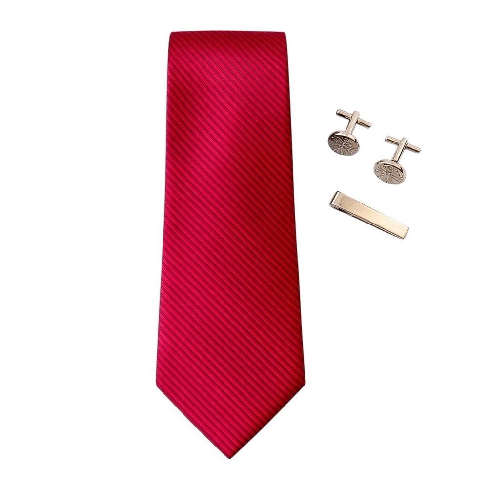 Giorgio Armani Red Purple Striped Silk Necktie Made in Italy Luxury Designer EUC